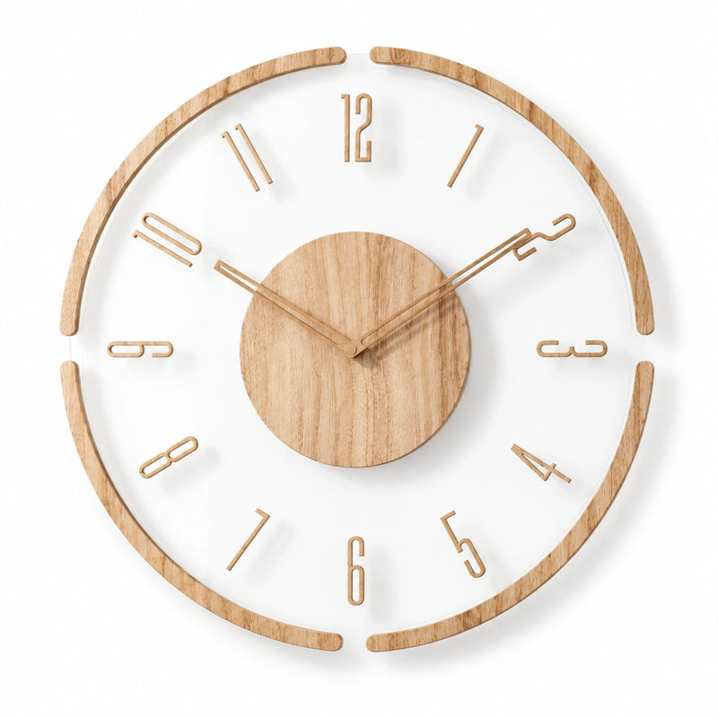 Horloge bois minimaliste — vue studio