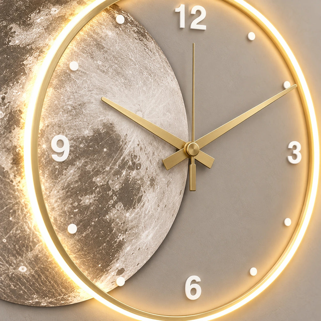 Grande horloge murale moderne avec LED — vue rapprochée