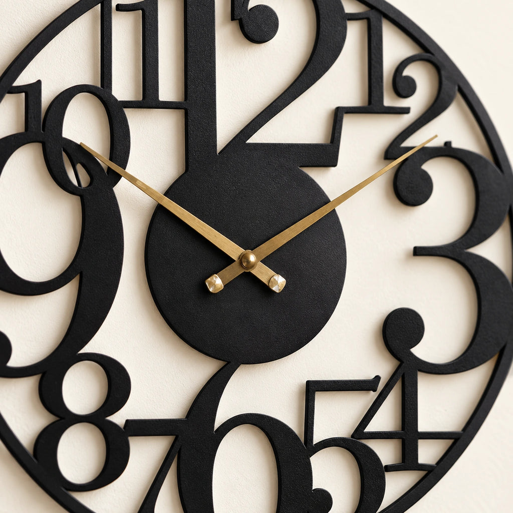 Horloge murale circulaire en métal — 60 cm — vue rapprochée