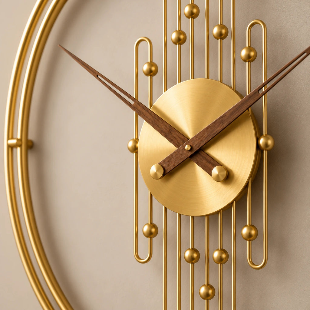 Horloge murale design dorée — 80 cm — vue rapprochée