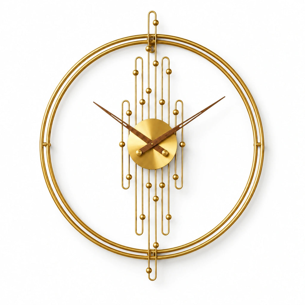 Horloge murale design dorée — 80 cm — vue studio