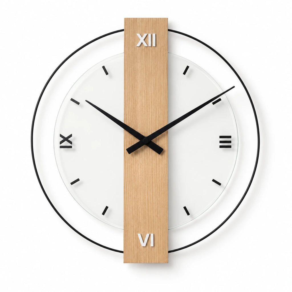 Horloge murale design en bois — vue studio