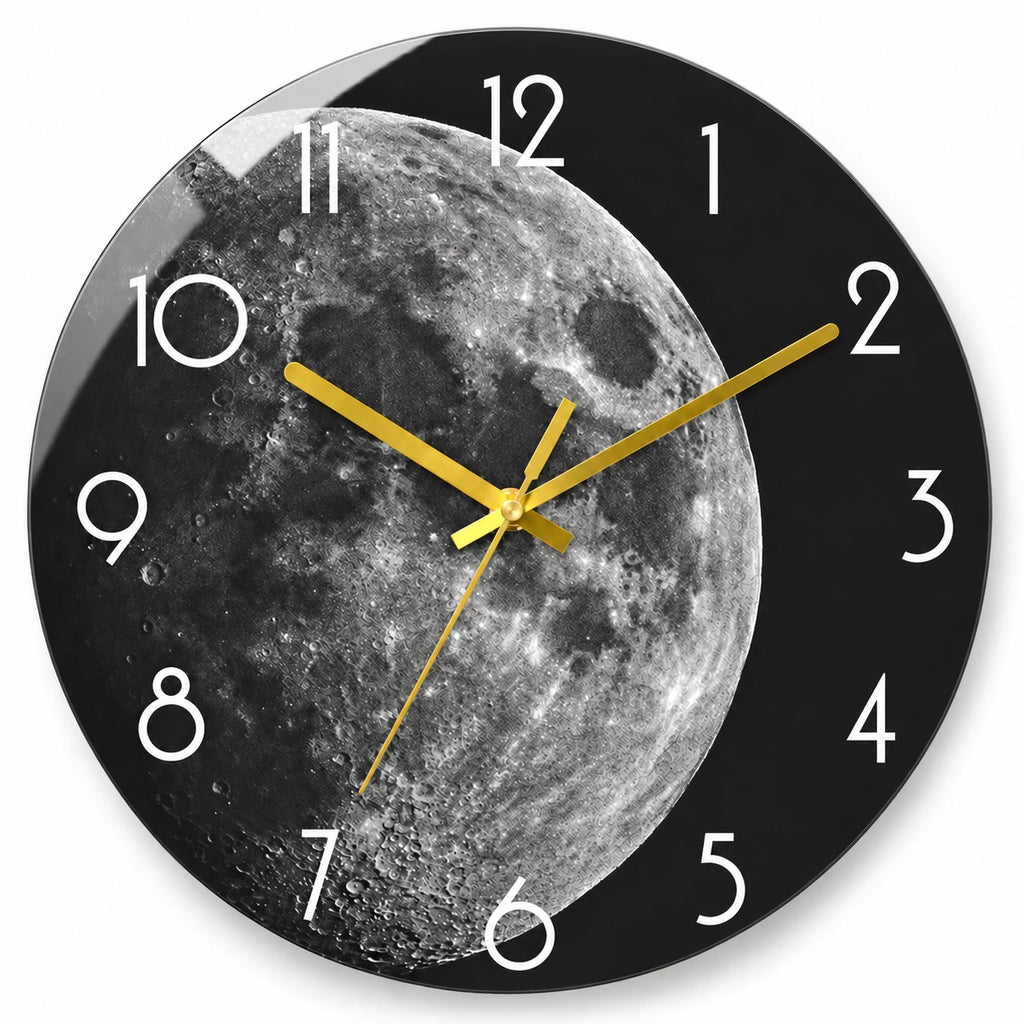 Horloge murale effet miroir lune — 40 cm — vue studio