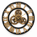 Horloge murale vintage à décor engrenages — vue studio