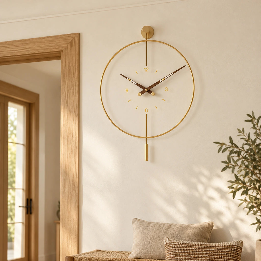 Horloge murale minimaliste avec pendule — 70 cm — mise en situation
