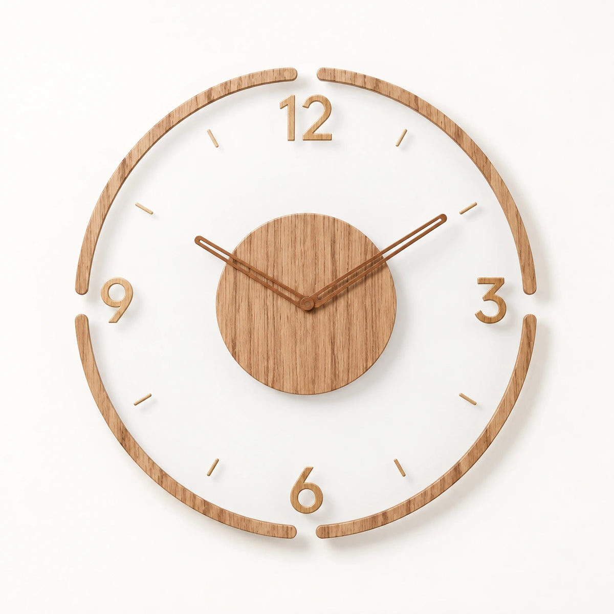 Horloge murale en bois minimaliste — Style 2 — vue studio