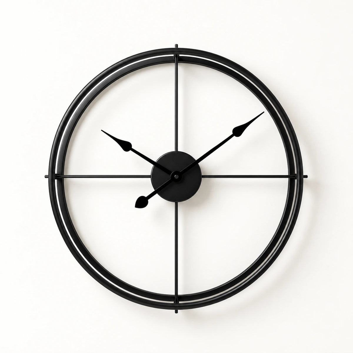 Horloge murale design à cercle ouvert — Noir — vue studio
