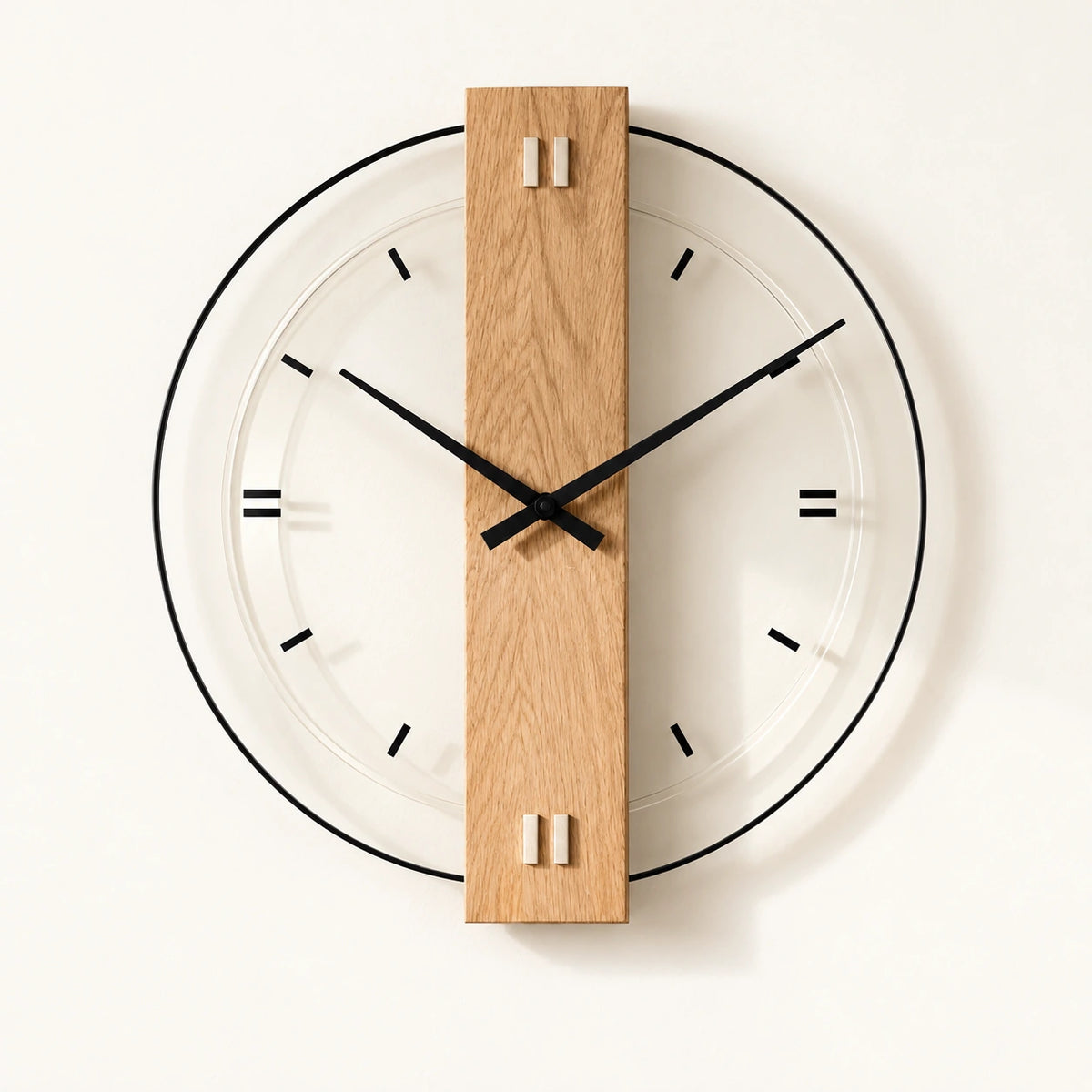 Horloge murale design en bois — Style 3 — vue studio