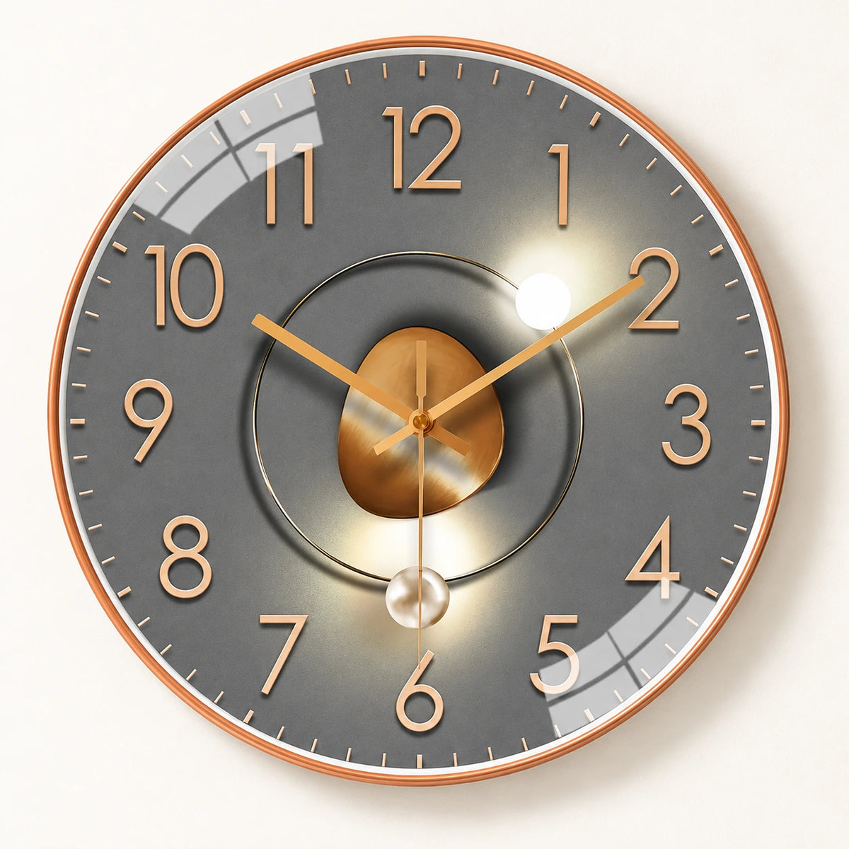 Horloge murale graphique en verre et plastique — style 3 — vue studio