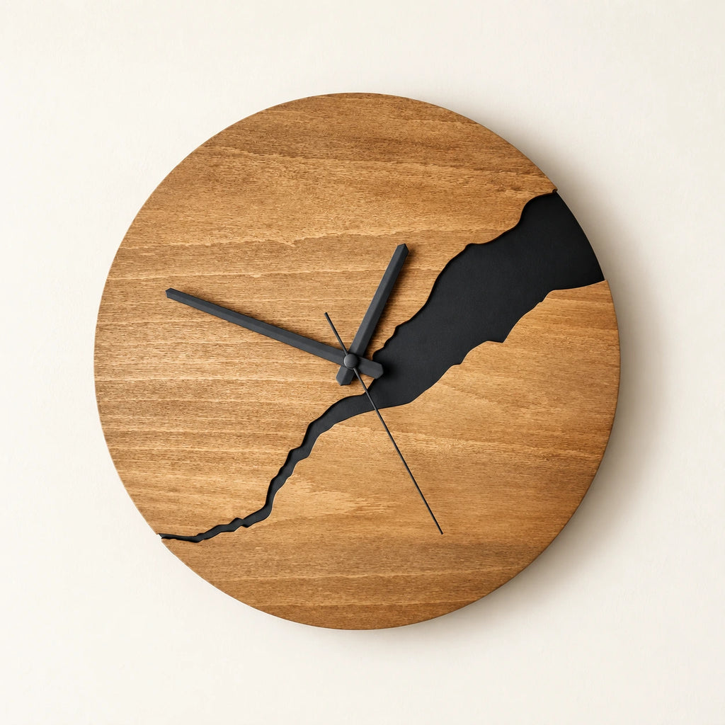 Horloge murale en bois et bambou — 30 cm — 1 — vue studio